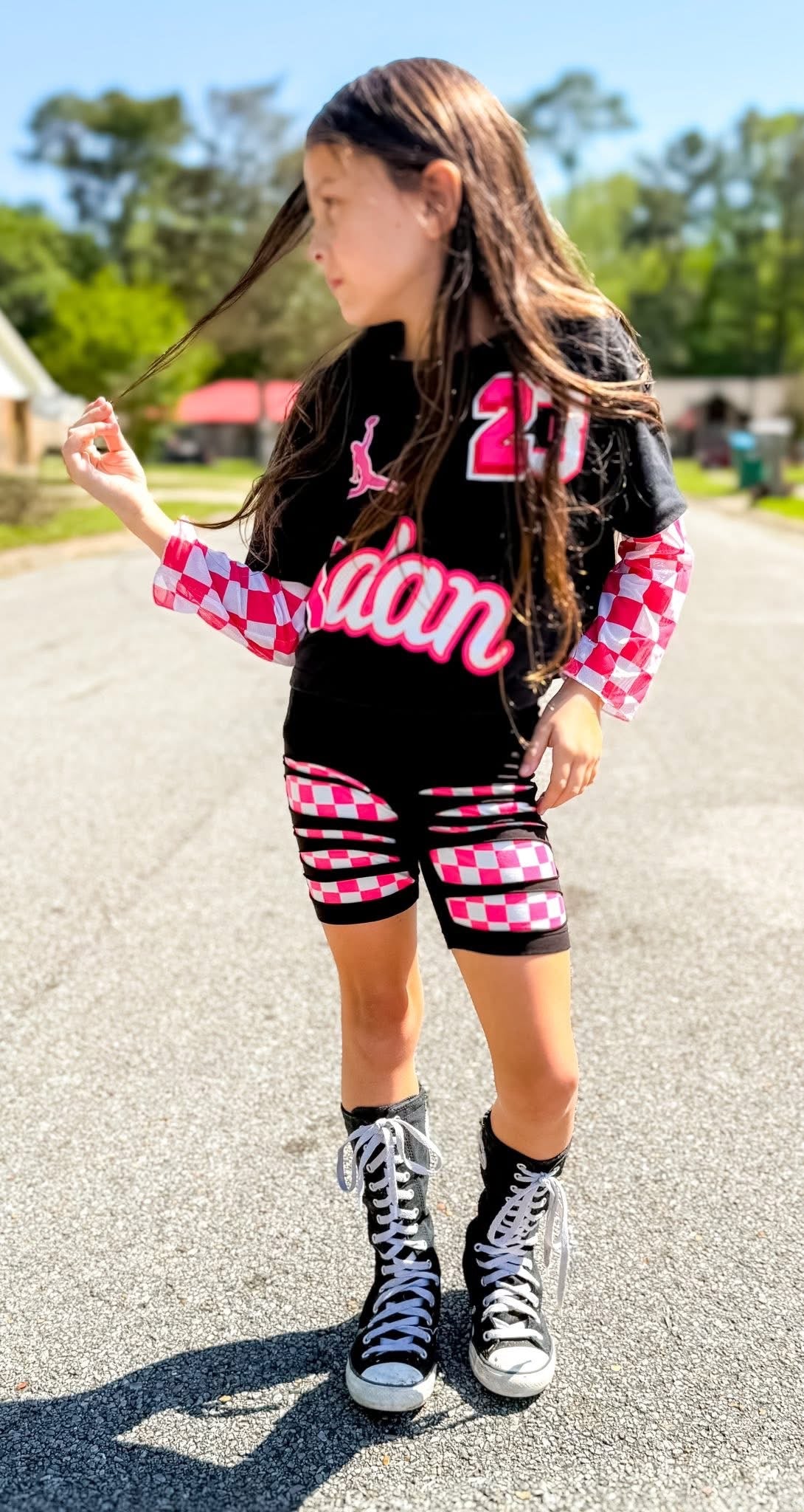 Pink Checks - Leggings/Bikers