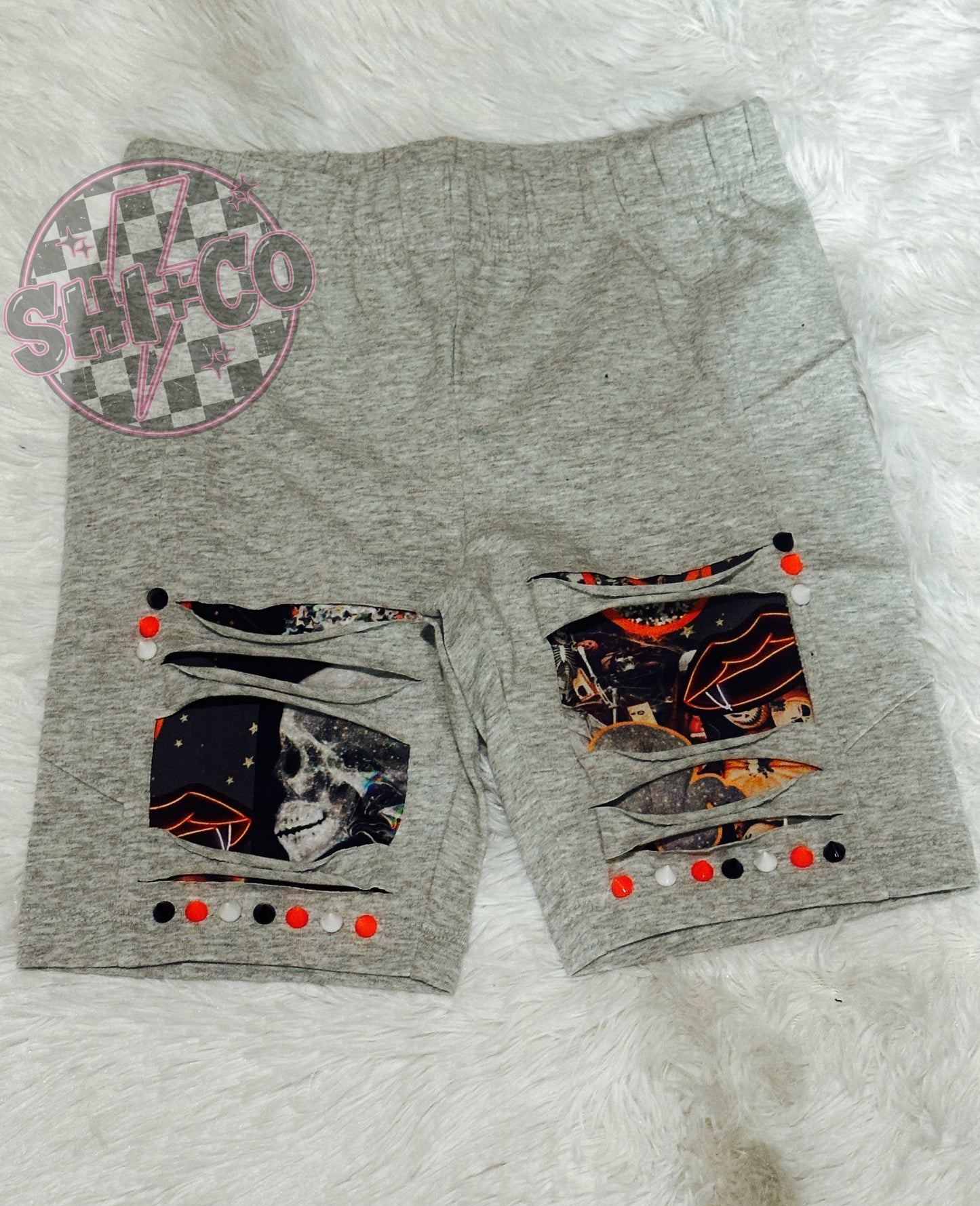 Kids M(7/8) Grey Studded Bikers