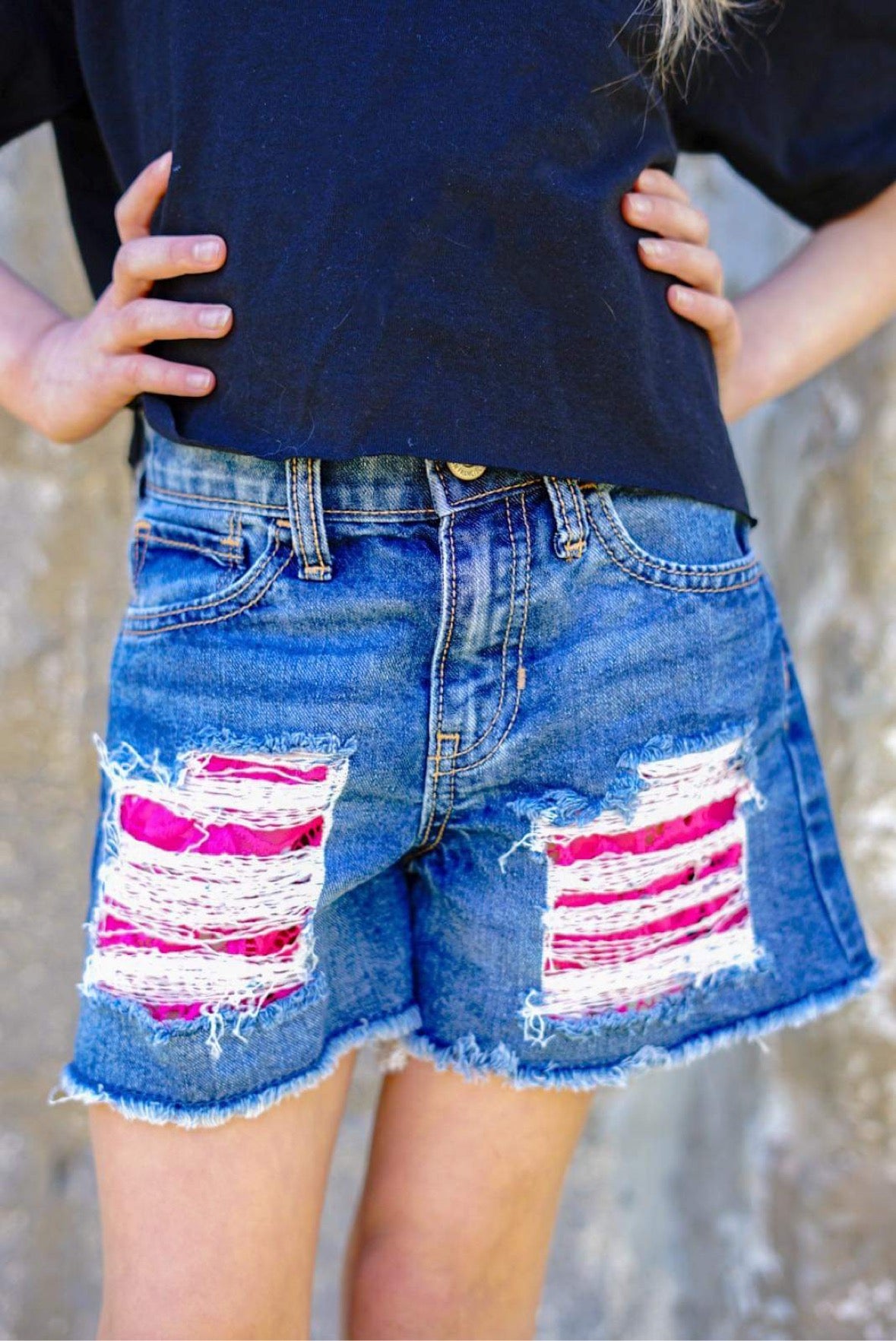 Kids Lace Denim Shorts